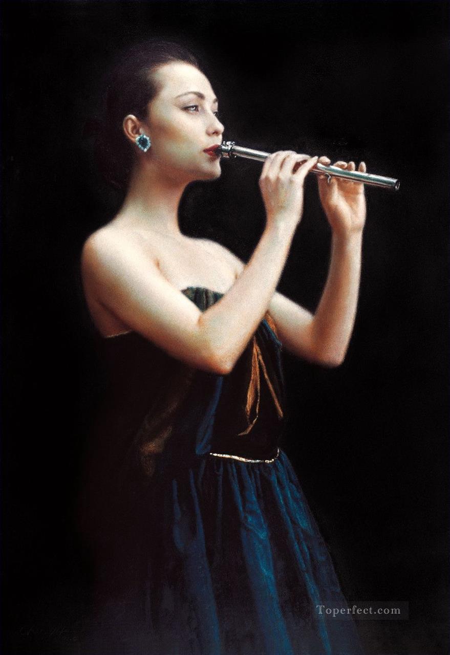 Night Flute Chinese Chen Yifei Oil Paintings